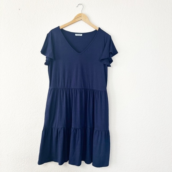 Casual Tiered Dress with Pockets V Neck Ruffle Dress Size Large - Picture 2 of 12